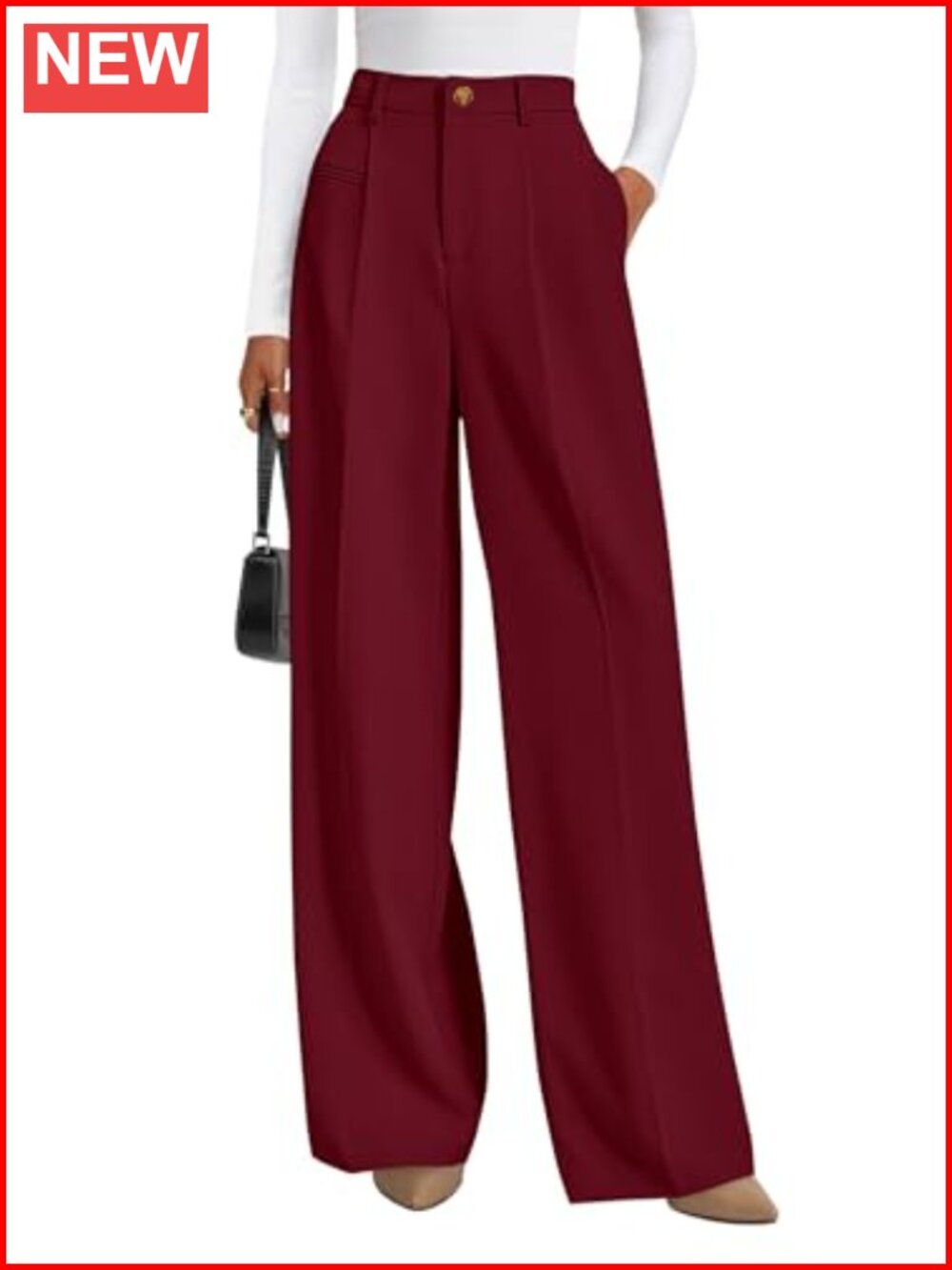 Wide Leg Tailored Work Dress Pants High Waisted Business Casual Slacks